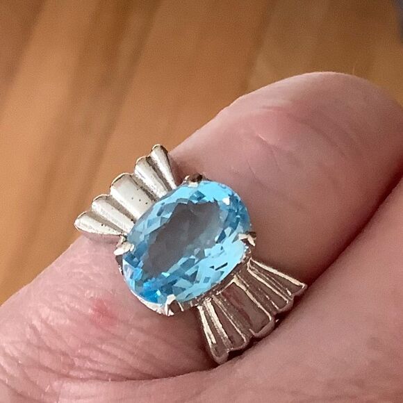 NWOT 𝅺STERLING SILVER 925 BLUE TOPAZ RING SIZE US 6.25​​ - Picture 7 of 12